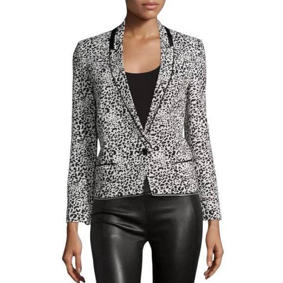 ZADIG & VOLTAIRE | Vegam Leopard Jacquard Blazer | Deluxe Jacket | Black White M - Picture 1 of 8